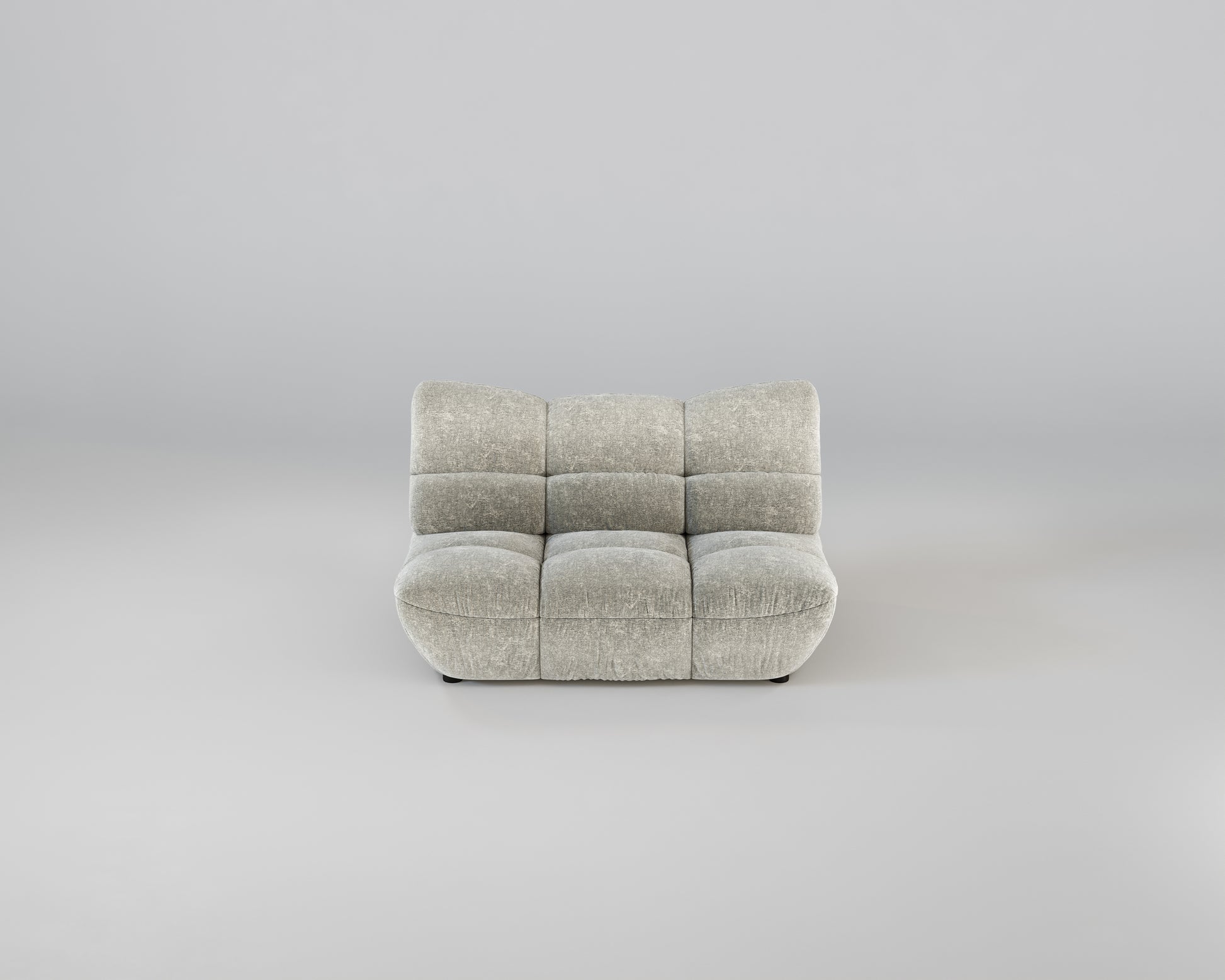 Pomodoro 2-Sitzer Sofa in modernem Hellgrau mit verstellbarer Rückenlehne vor schlicht grauem Hintergrund.