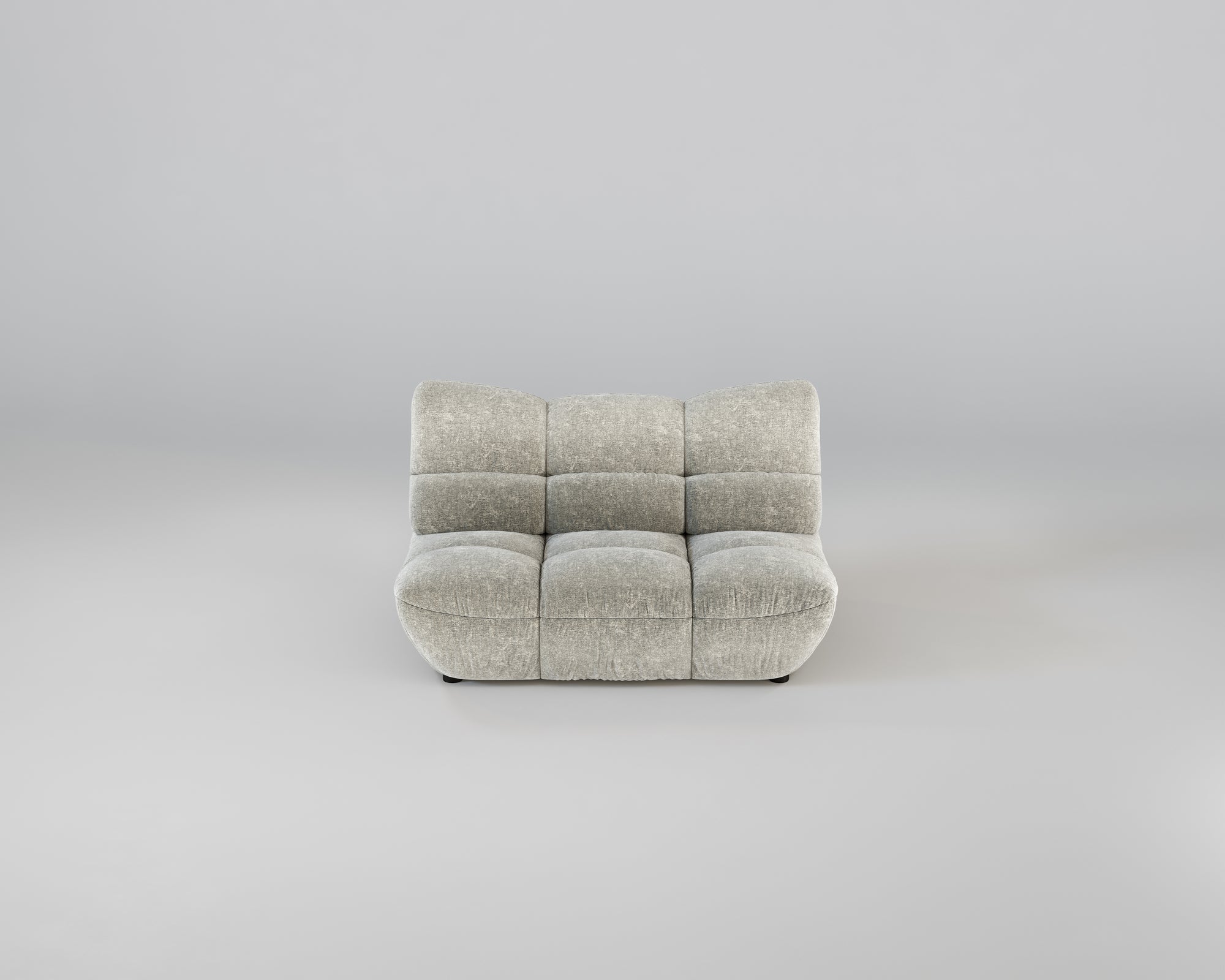 Pomodoro 2-Sitzer Sofa in modernem Hellgrau mit verstellbarer Rückenlehne vor schlicht grauem Hintergrund.