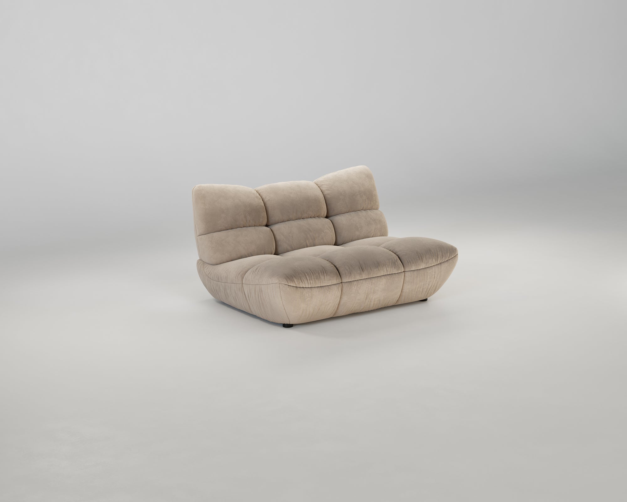 Das Pomodoro 2-Sitzer Sofa von Pomodoro in Beige mit verstellbarer Rückenlehne und tiefer Sitzfläche.