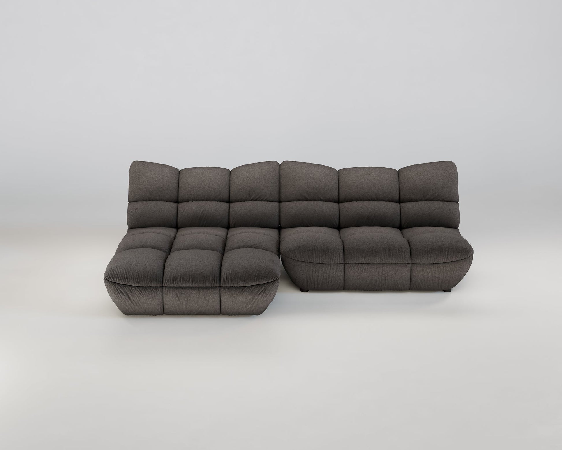 Das Pomodoro XL Ecksofa (Links) von Pomodoro ist eine dunkelgraue, moderne Sitzgruppe mit verstellbaren Rückenlehnen.